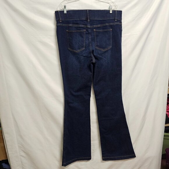 Spanx Wide Leg Pull On Women Jeans Size 1X Tall Blue Distressed Cotton - Picture 7 of 15